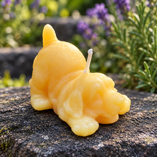 Playing Puppy Beeswax Candle