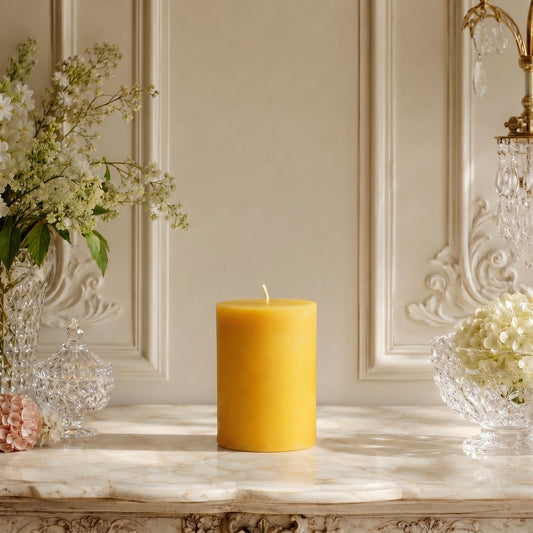3x4 Inch Yellow Beeswax Pillar Candle