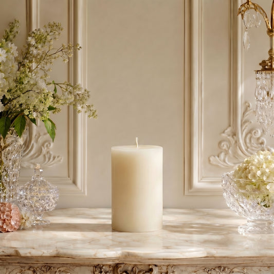 3x5 Inch White Beeswax Pillar Candle