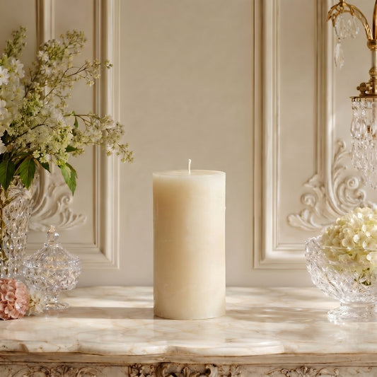 3x6 Inch White Beeswax Pillar Candle