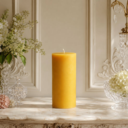 3x7 Inch Yellow Beeswax Pillar Candle