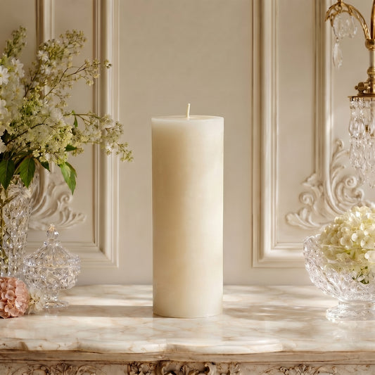 3x9 Inch White Beeswax Pillar Candle