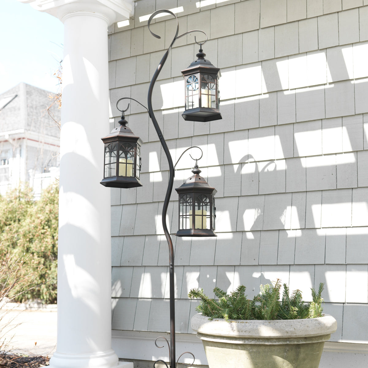 Whimsical Metal Lantern Tree with 3 Candle Holders 6'H — additional view