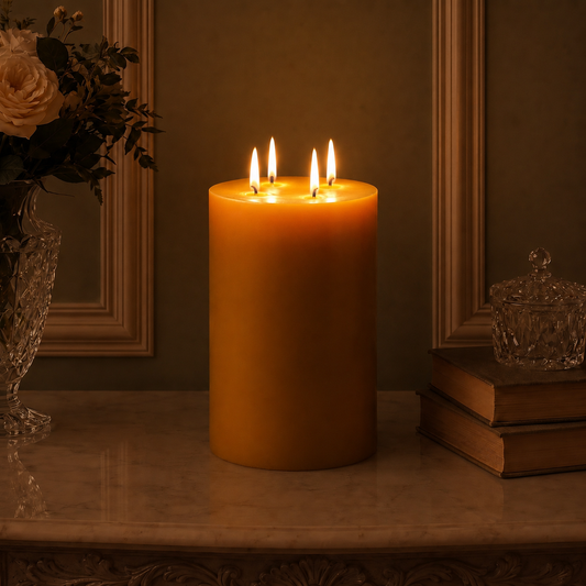 6x9" Yellow Beeswax Pillar Candle