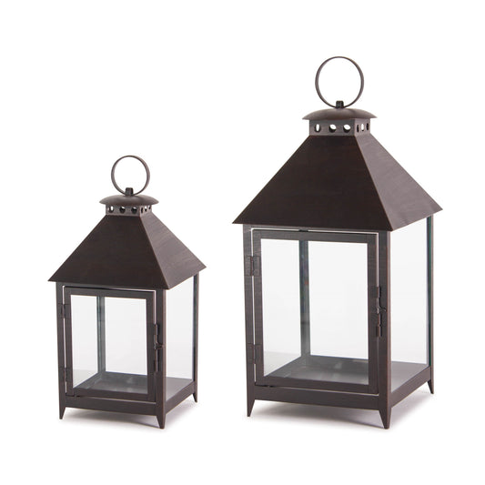 Footed Iron Metal Lantern (Set of 2)