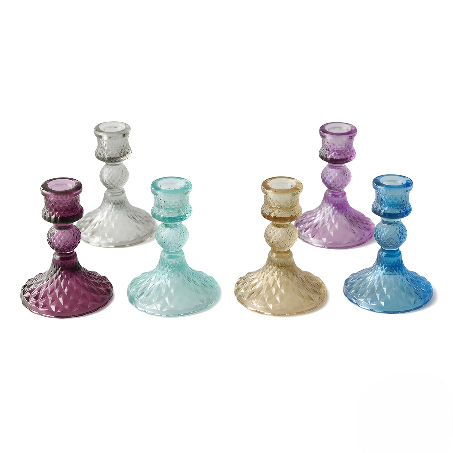 Colored Glass Taper Holder | Violet