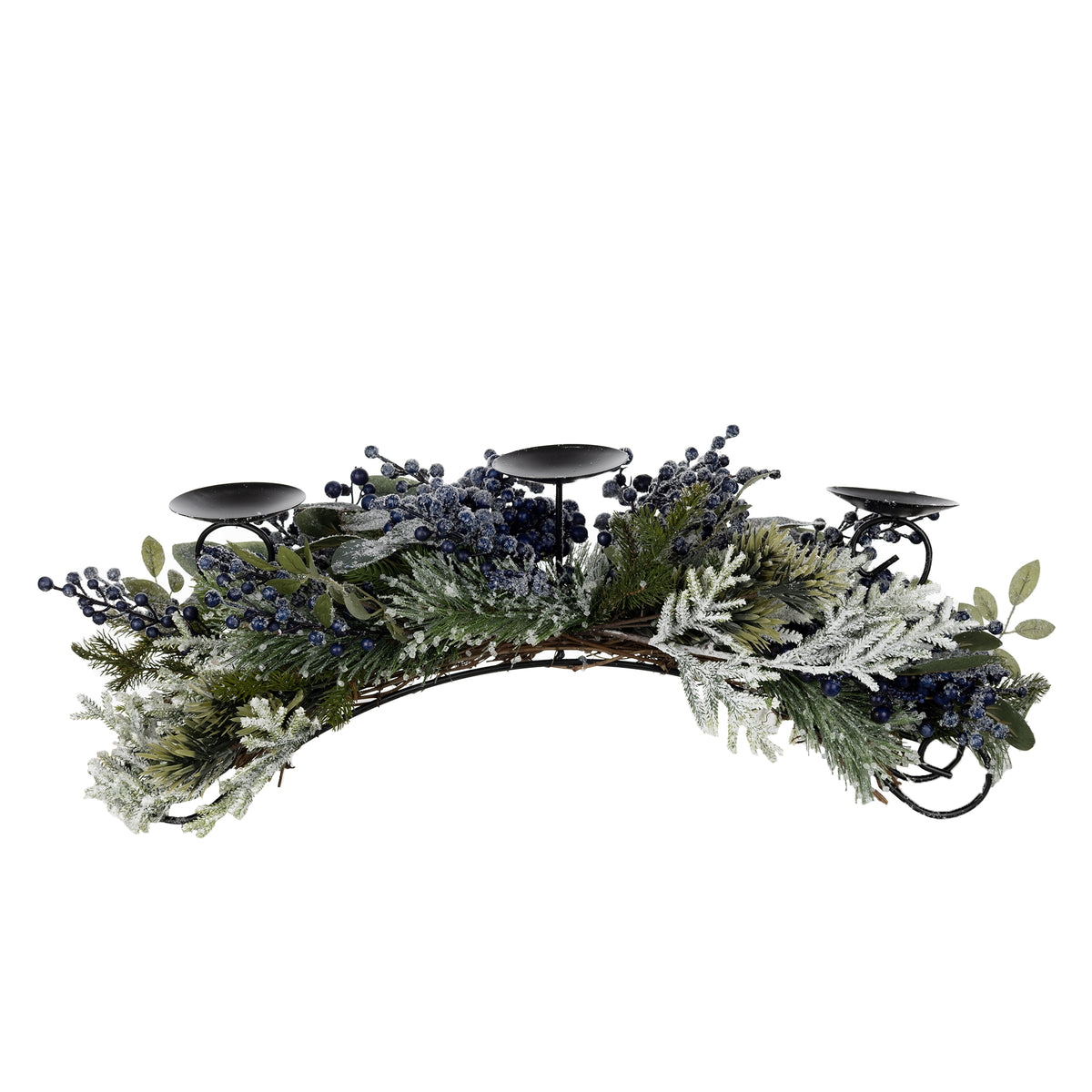 Frosted Pine Blueberry Centerpiece Candle Holder 31"L