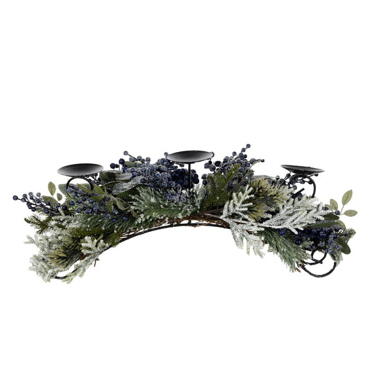 Frosted Pine Blueberry Centerpiece Candle Holder 31"L