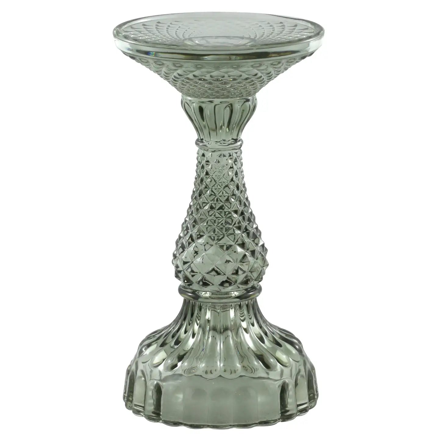Glass Pillar Candle Holders – Green