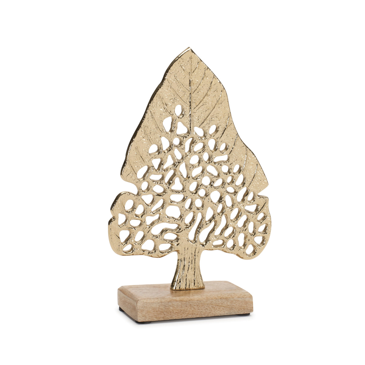Modern Metal Leaf Tree on Wood Base (Set of 2) — additional view