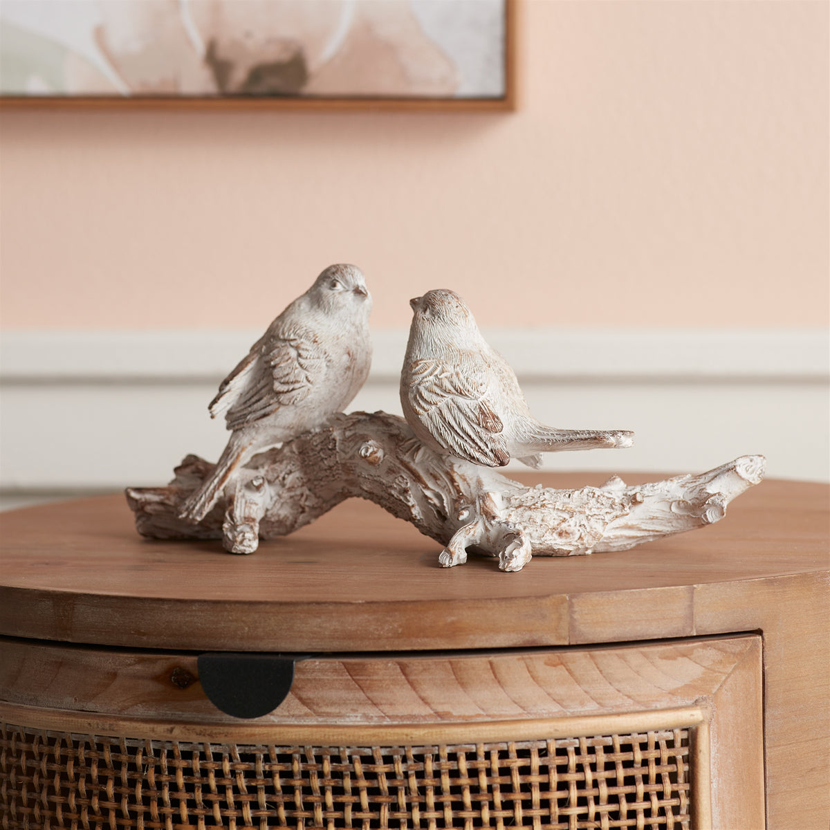 White Washed Birds on Branch Figurine 9.5"L — additional view