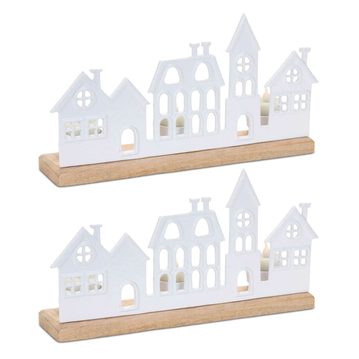 Metal Village Tealight Candle Holder (Set of 2) — additional view