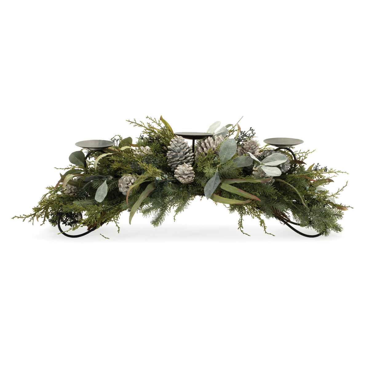 Mixed Pine Candle Holder Centerpiece 32"L — additional view