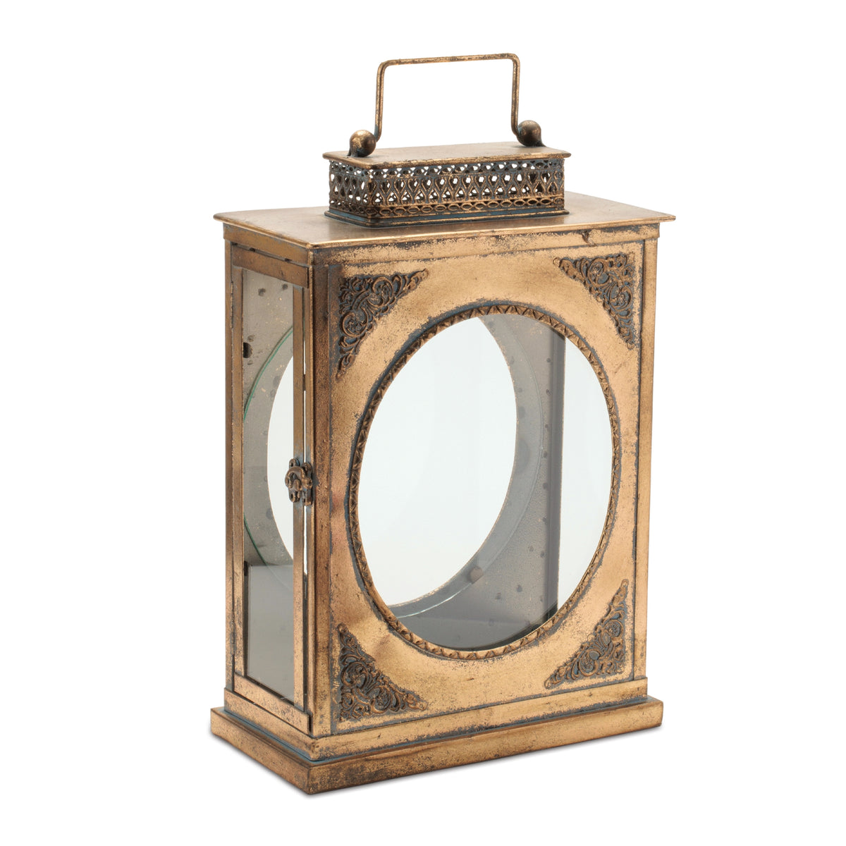 Lantern 11"L x 17.5"H Metal/Glass