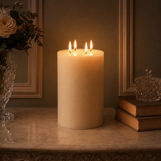 6x9" White Beeswax Pillar Candle