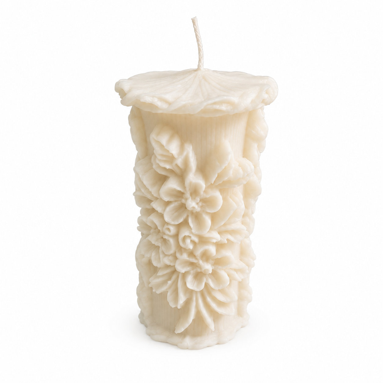 White Meadow Wildflower Beeswax Pillar Candle