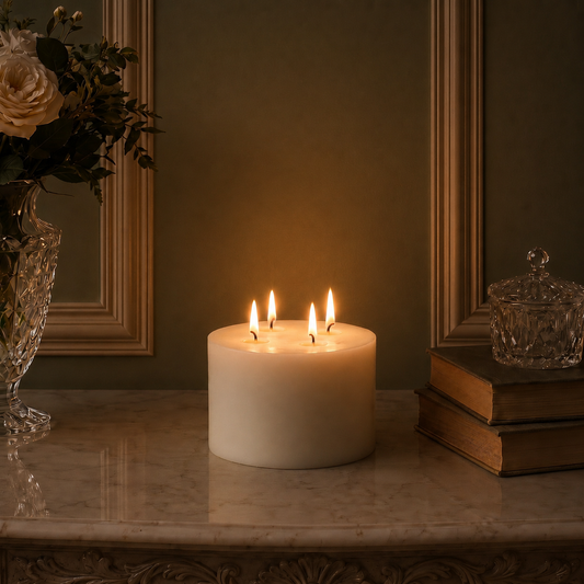 6x4" White Beeswax Pillar Candle