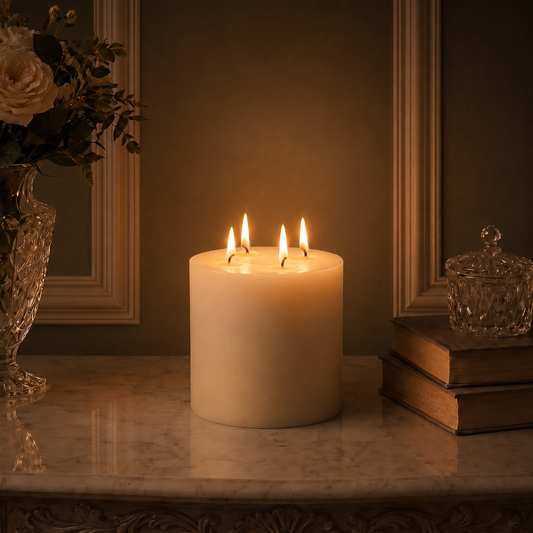 6x6" White Beeswax Pillar Candle