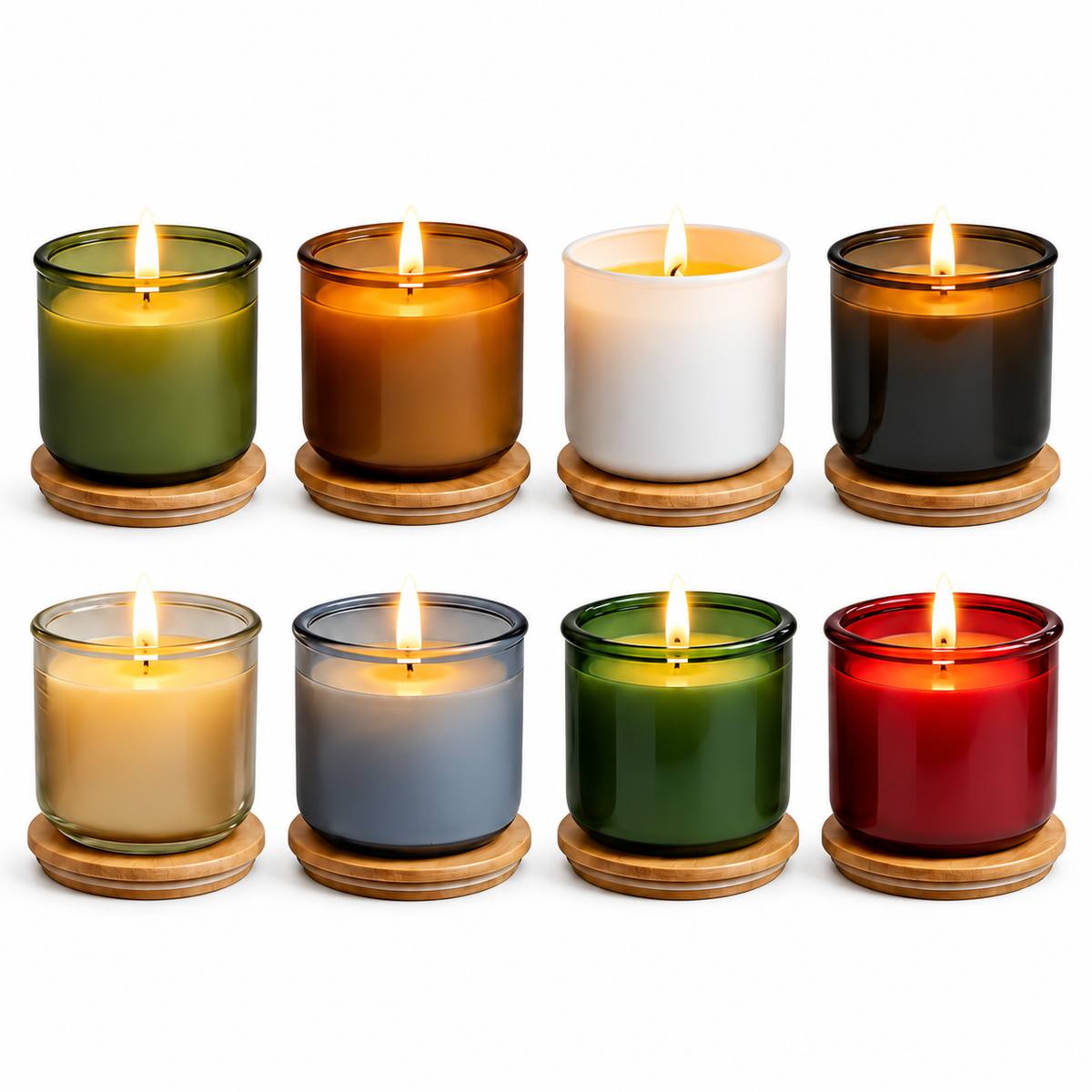 USA Beeswax Jar Candle in 10 Oz Spanish Recycled Glass Bamboo Lid
