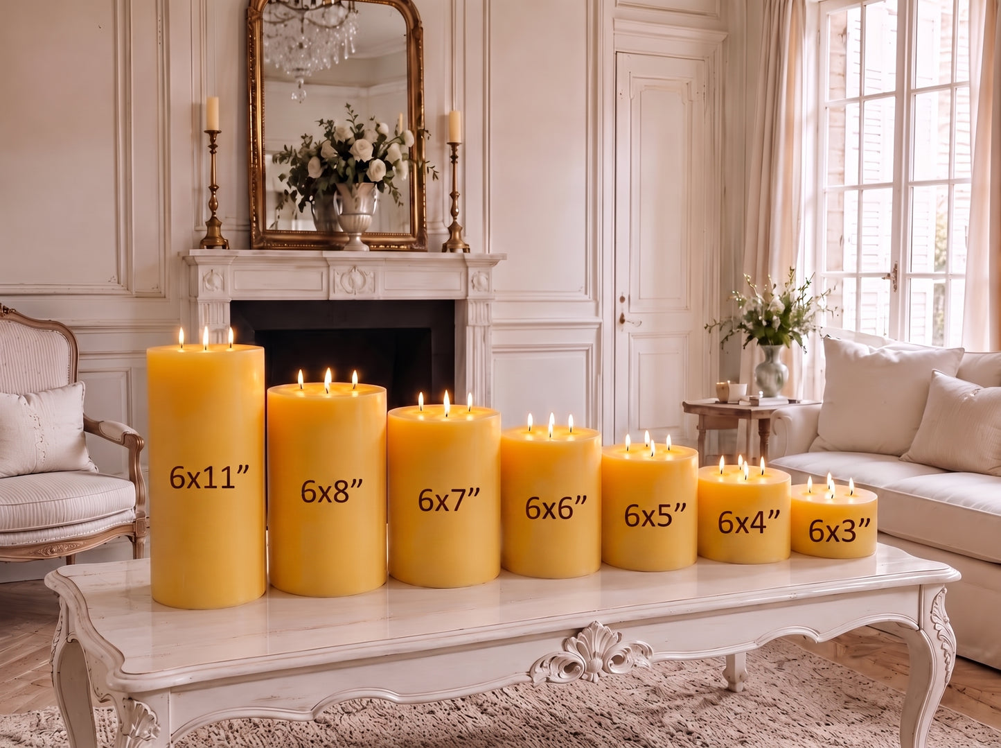 6x5" Yellow Beeswax Pillar Candle