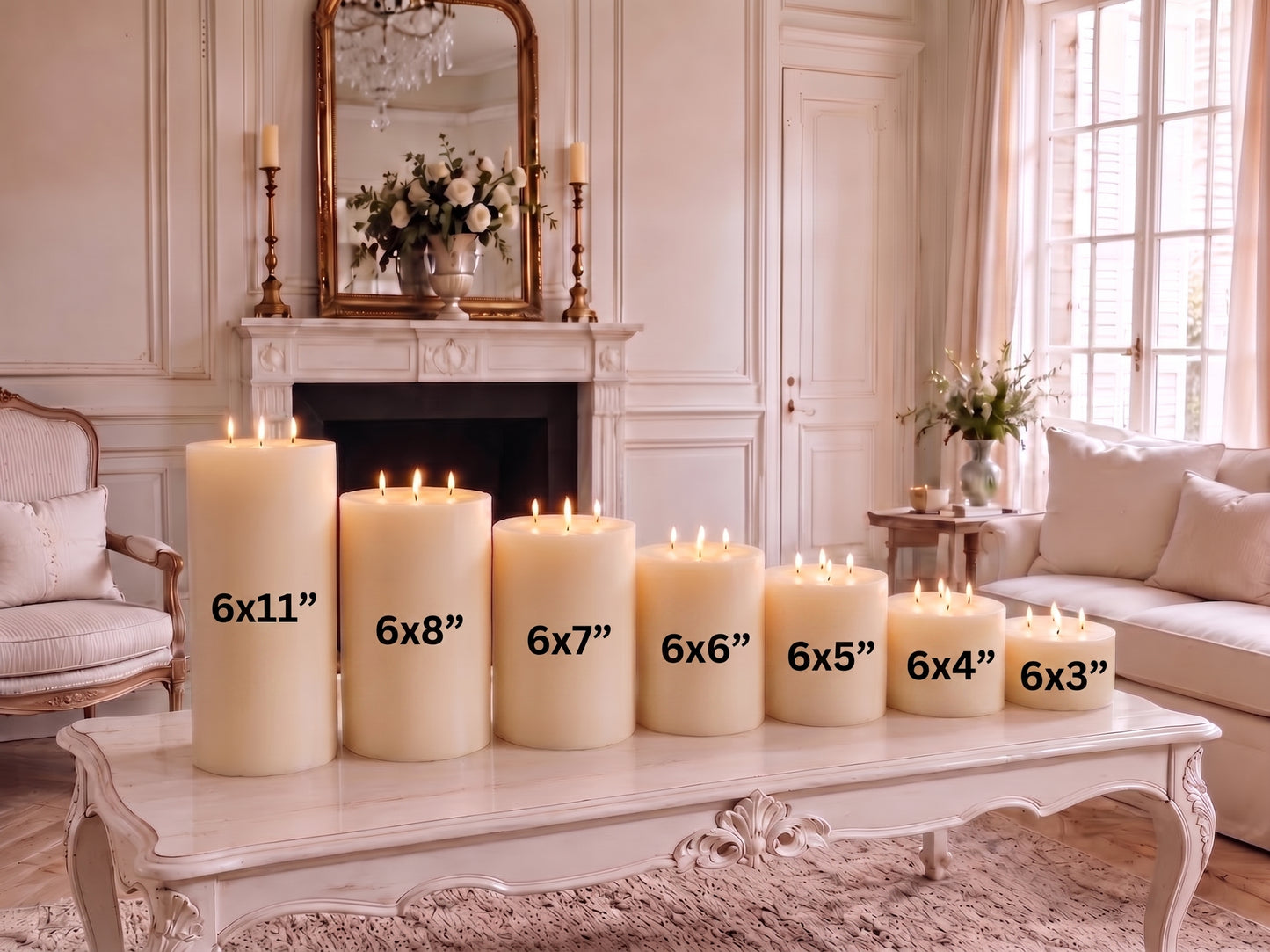 6x4" White Beeswax Pillar Candle