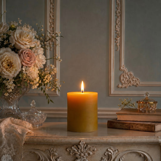 4x4 Inch Yellow Beeswax Pillar Candle