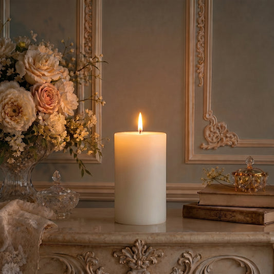 4x6 Inch White Beeswax Pillar Candle