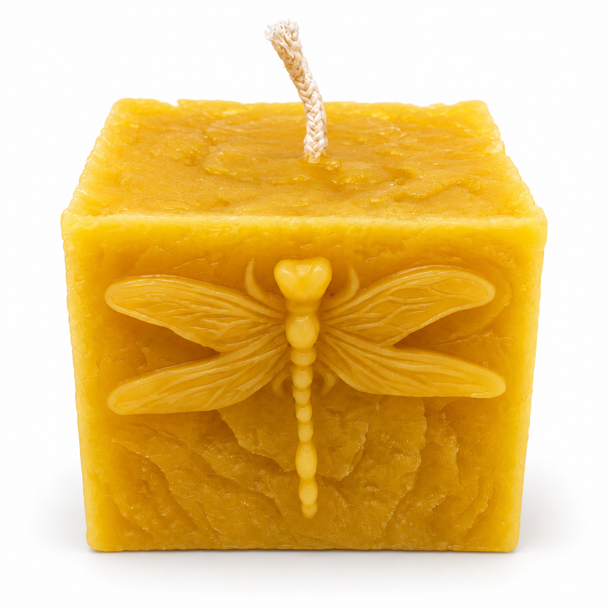 Square Dragonfly Beeswax Pillar Candle