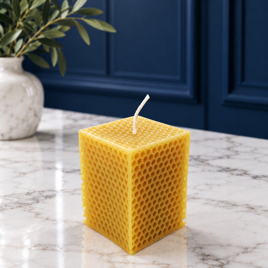 Honeycomb Beeswax Square Pillar Candle