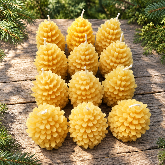 One Dozen Pinecone Beeswax Candles
