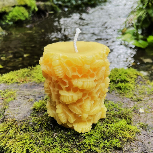 Honeycomb Bees Beeswax Pillar Candle