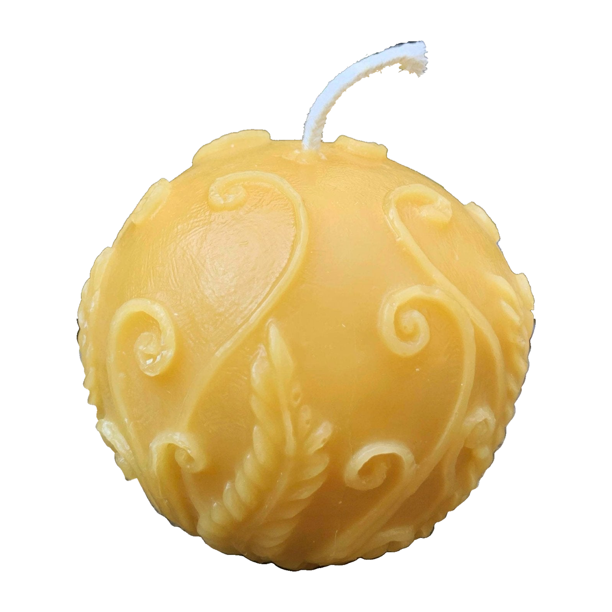 Fern Ball Beeswax Candle on a white background