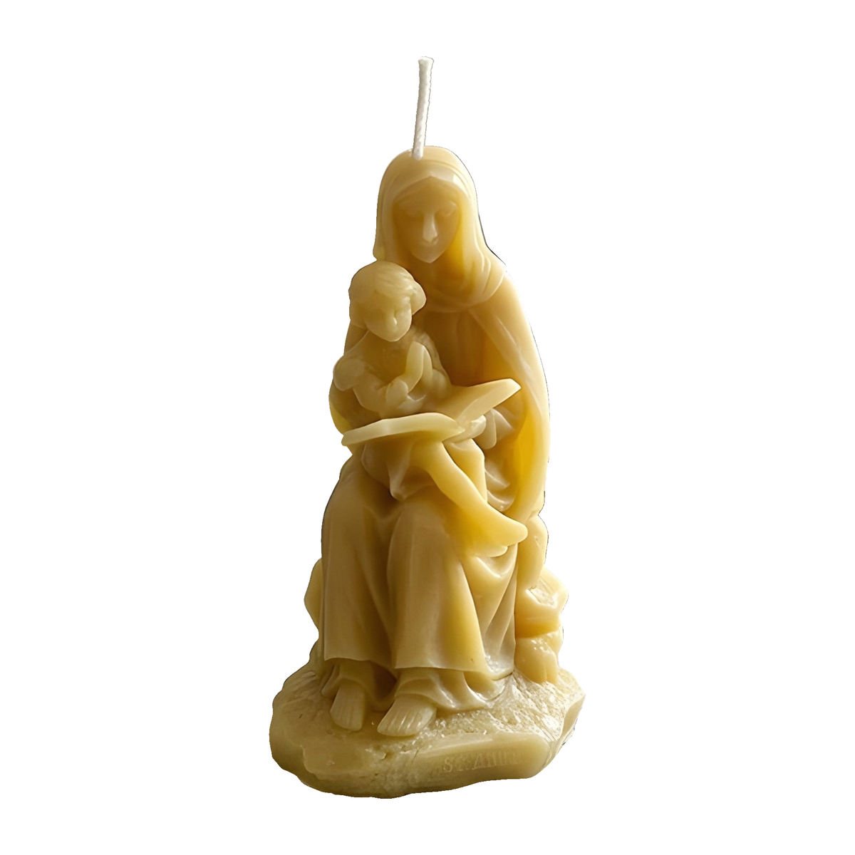 Saint Anne Teaching Virgin Mary Beeswax Christian Candle on a pure white background