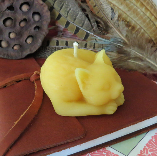 Beeswax Cat Candle | Feline | 100% Natural Bees Wax Candles Handmade USA | Cats | Aristocats | Unique Animal Lover Gift | Pet | Birthday - Bees Light Candles