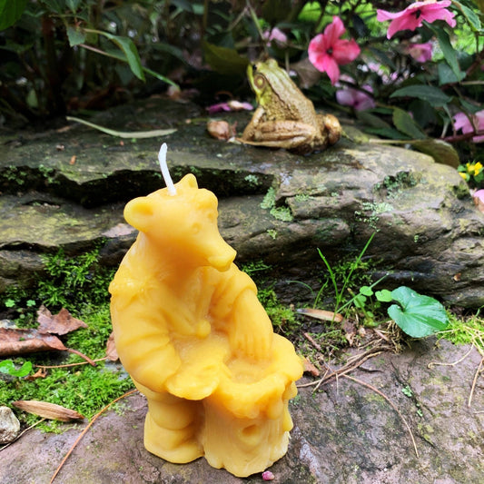 Big Bear with Honey Candle | Made with 100% Natural Beeswax | Gift | Birthday Party Present | Animal | Bears | Bath Robe - Bees Light Candles
