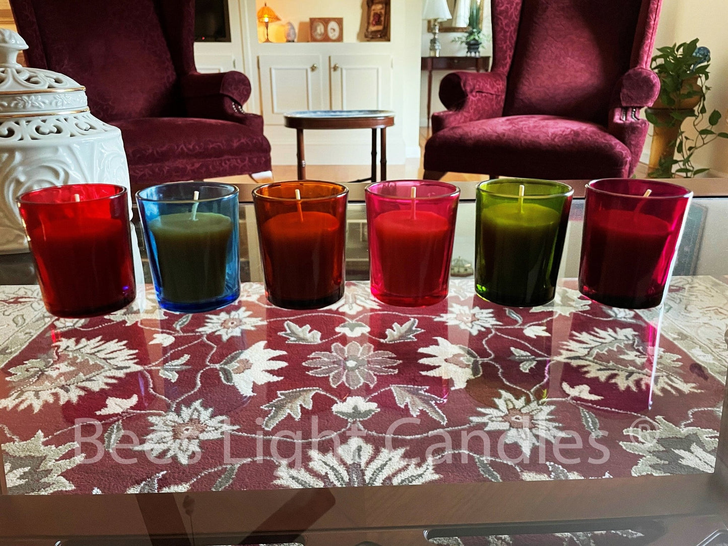 Colored Glass Votive Holders | With or Without Beeswax Candles | Container Votives | Beautiful Glass | Multicolor | Rainbow | Festive | NEW - Bees Light Candles