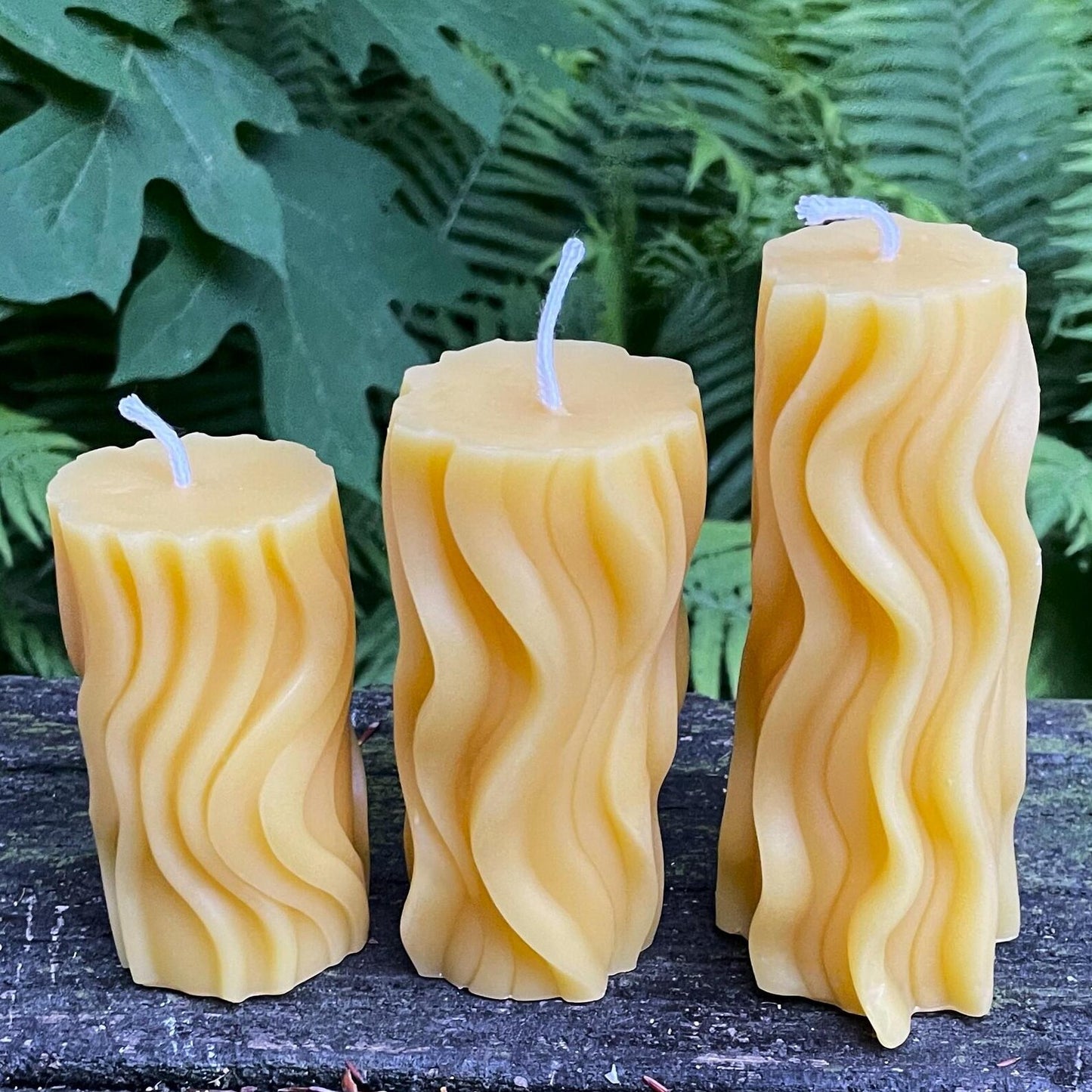 Groovy Pillar Beeswax Candle Set of 3