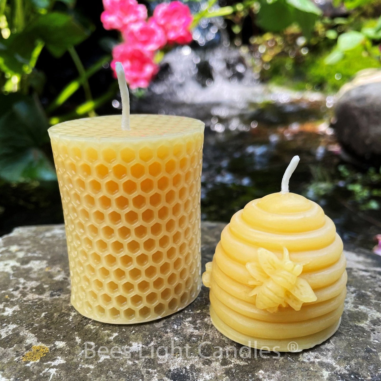 Honeybee Candle Gift Set | 100% Beeswax | Clean Burning | All Natural Candles | Pillar | Honeycomb | Bee Hive | Pure Bees Wax | Cute Votive - Bees Light Candles