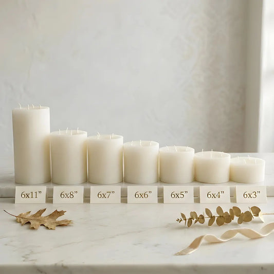 Giant 6 Inch Wide White Beeswax 4 Wick Candles