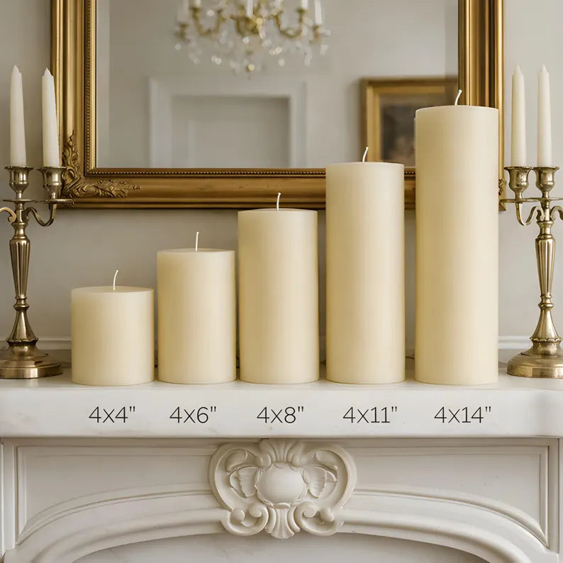 4x6 Inch White Beeswax Pillar Candle