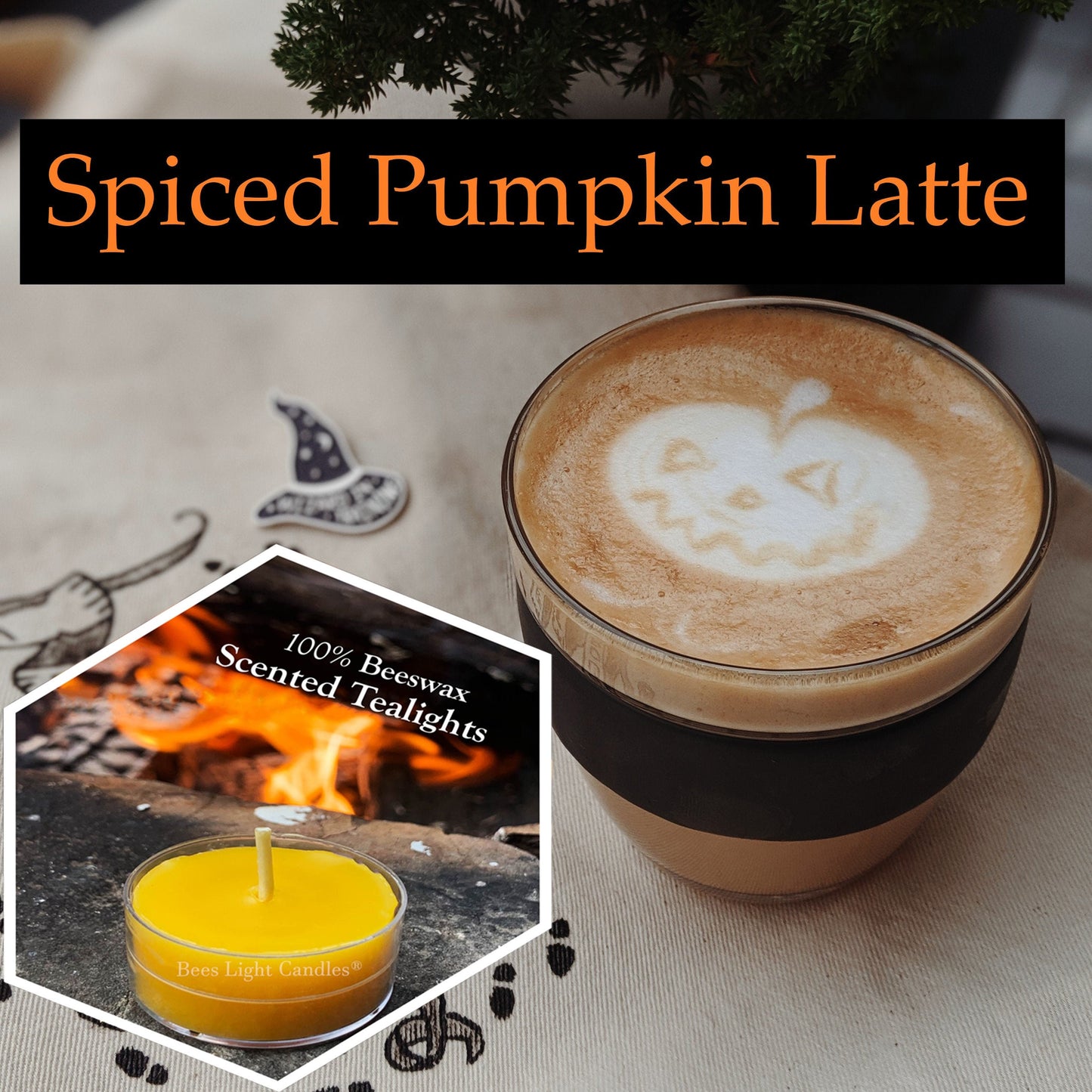 Spiced Pumpkin Latte Scented Beeswax Tealight Candles
