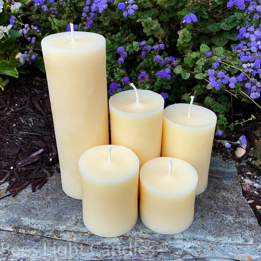 3 Inch White Beeswax Pillar Candles