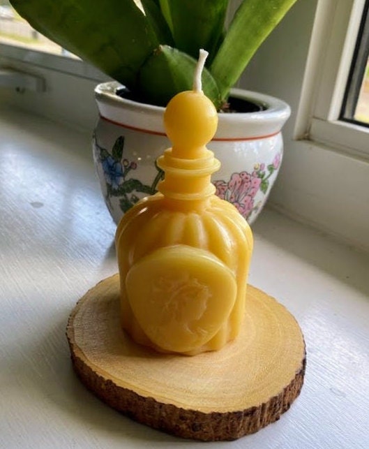Vintage Perfume Bottle Beeswax Candle
