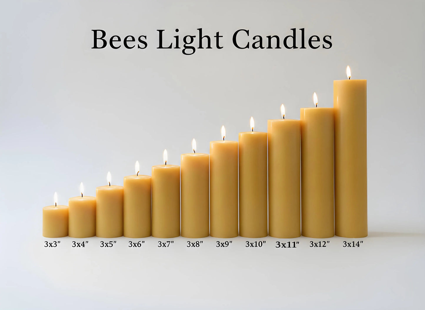 Candle Symphony 11 Piece Yellow-Beeswax Pillar Set 3-Inch Diameter