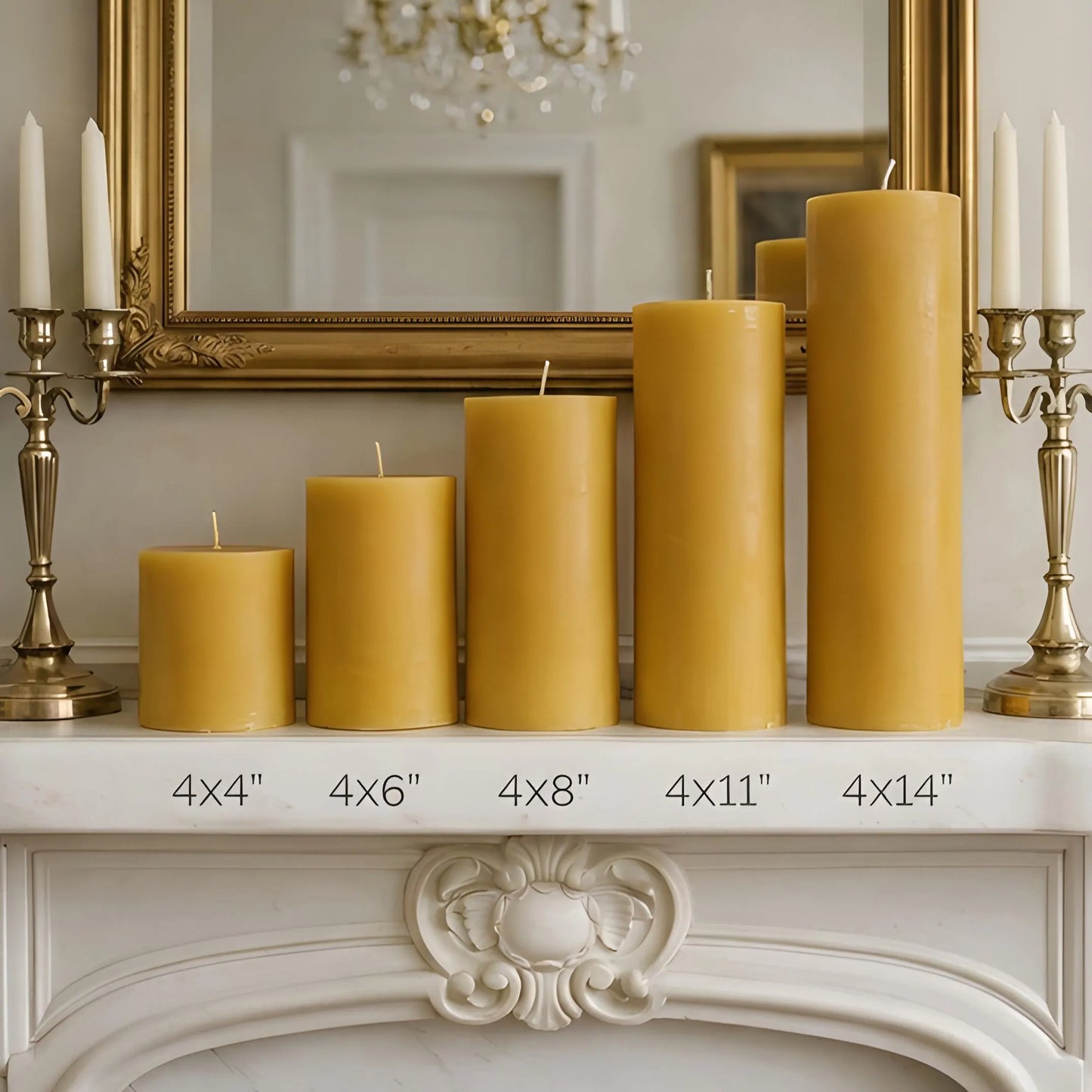 4x6 Inch Yellow Beeswax Pillar Candle