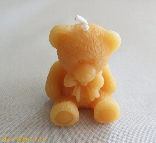 Little Bear Beeswax Candle | 100% Natural | Handmade in the USA | Cute Teddy Bear | Gift | Birthday | Girlfriend | Wife | Anniversary | Love - Bees Light Candles