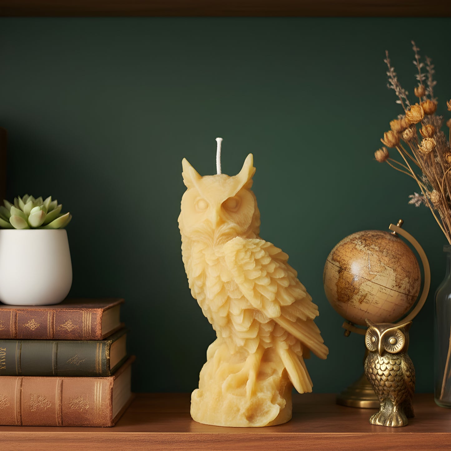 Large Owl Beeswax Candle