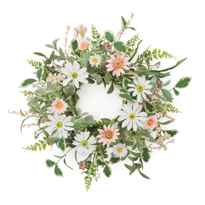 Mixed Daisy Candle Ring 18"D Polyester (Fits a 6" Candle)