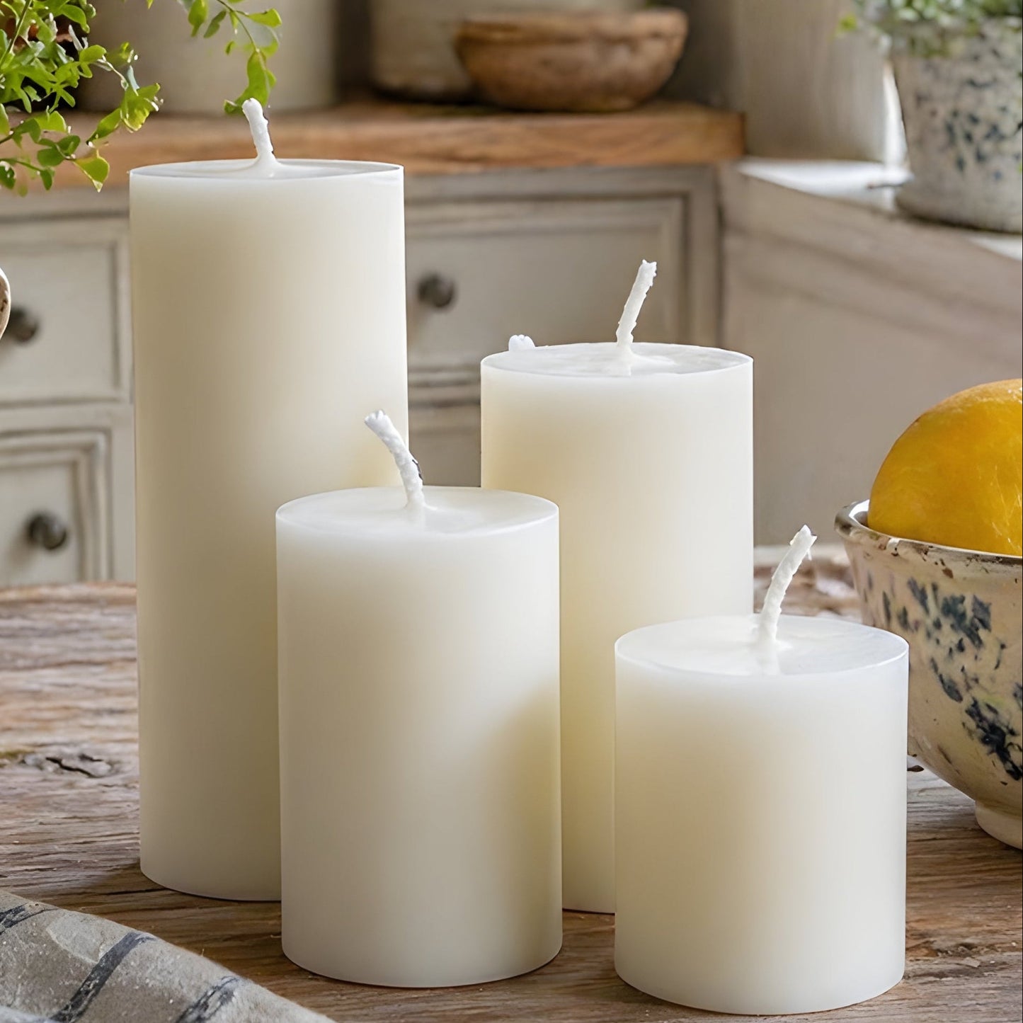 White Beeswax 2 Inch Pillar Candle Set