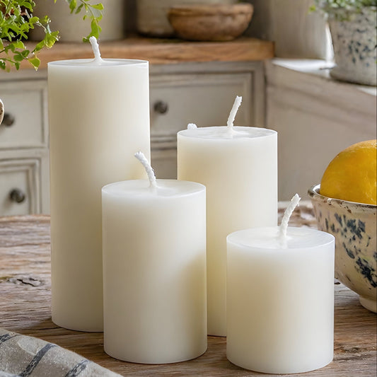 White Beeswax Two Inch Pillar Candle Set